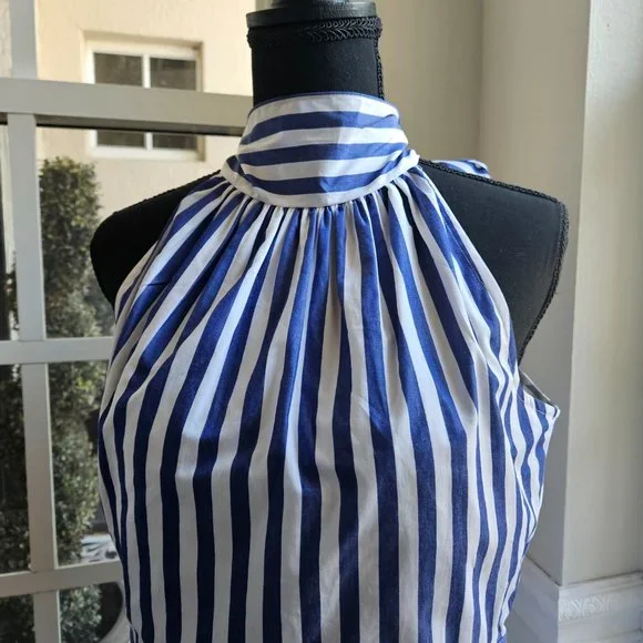 J.Crew nautical halter back striped jumpsuit size 6 - Picture 6 of 7